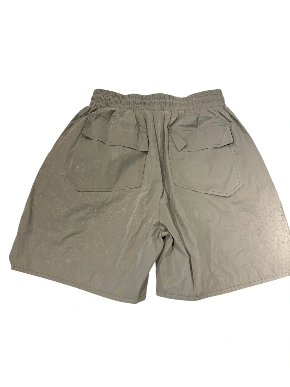 Rhude Men's Gray Logo Swim Shorts with Yellow Drawstring S
